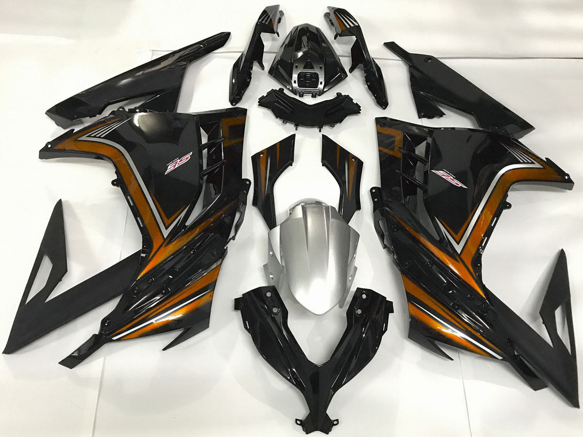 2013-2018 Glossy Black Orange Kawasaki Ninja 300 Fairing Kit