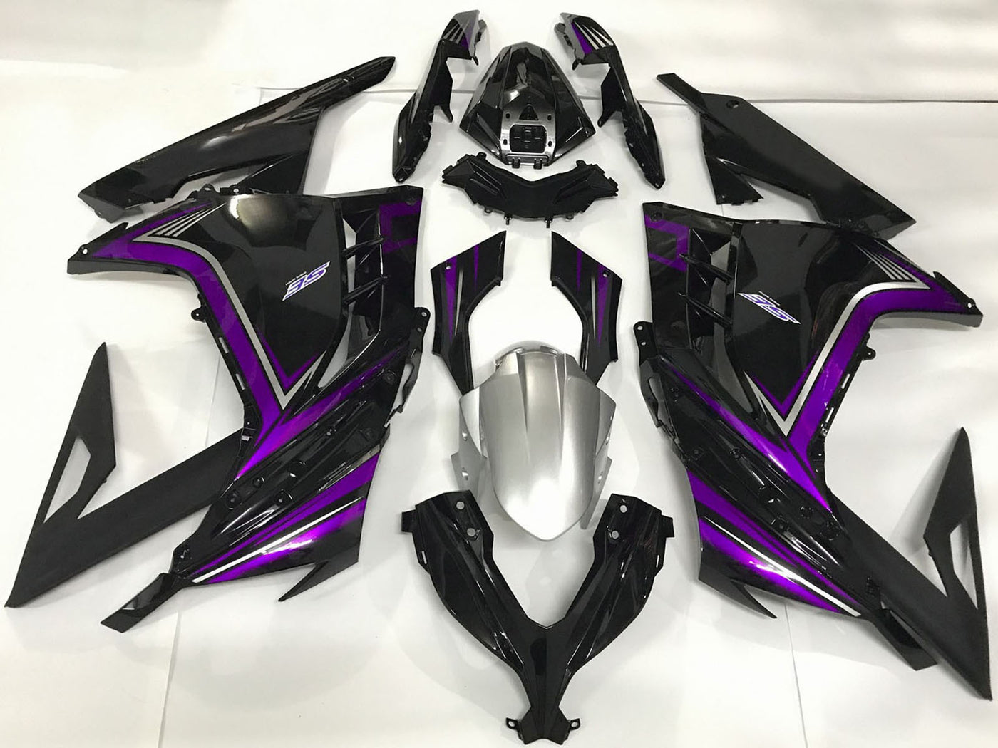 2013-2018 Glossy Black Purple Kawasaki Ninja 300 Fairing Kit