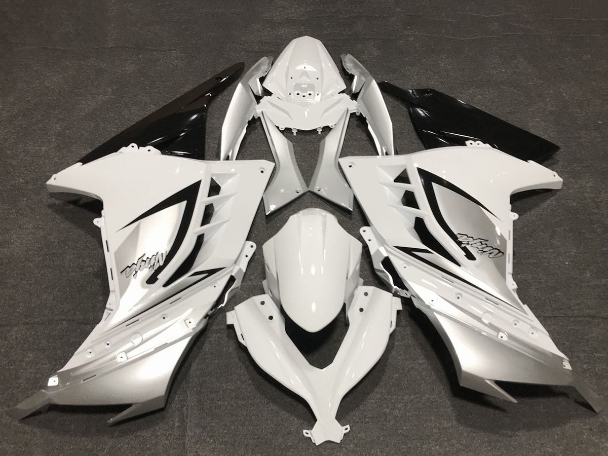 2013-2018 Glossy White Silver Black Kawasaki Ninja 300 Fairing Kit