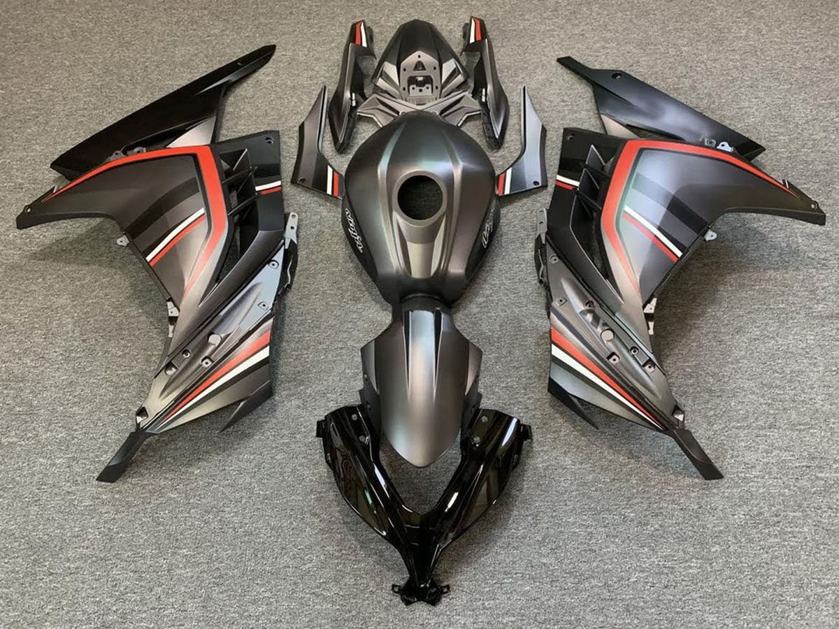 2013-2018 Matte Black Red Kawasaki Ninja 300 Fairing Kit