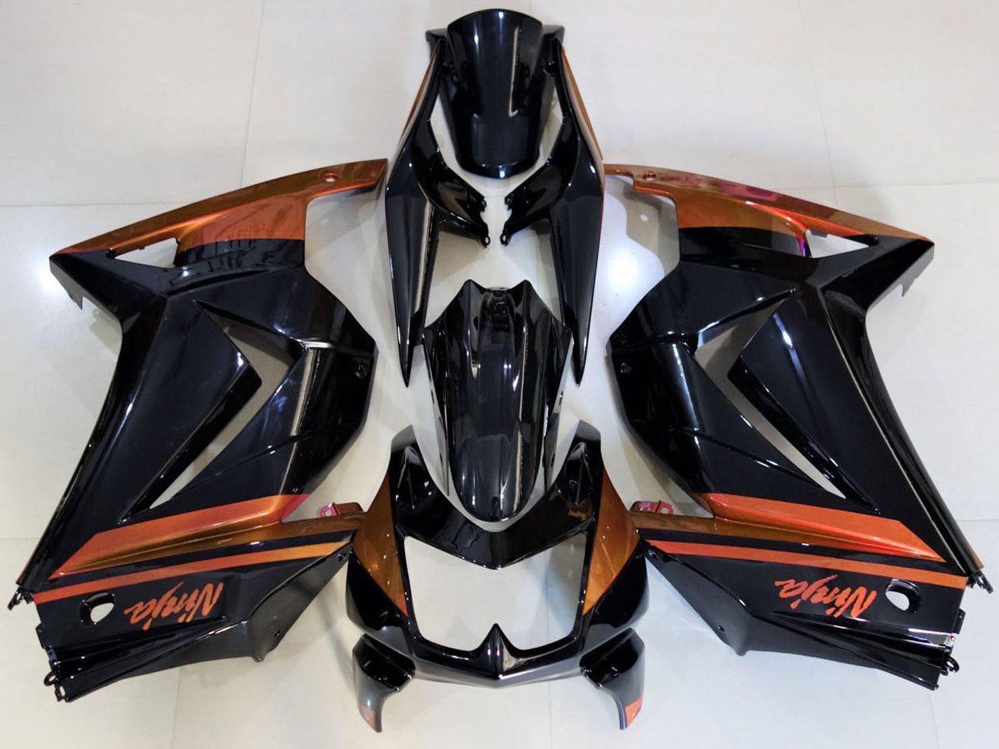 2008-2012 Glossy Black Orange Kawasaki Ninja 250 Fairing Kit