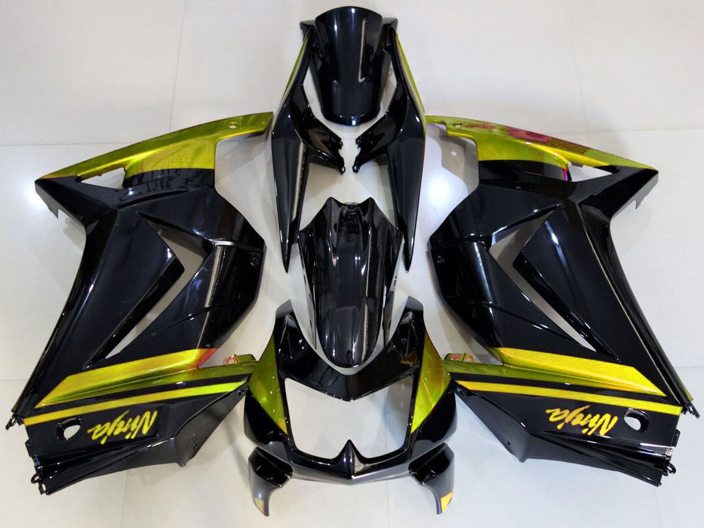 2008-2012 Glossy Black Yellow Kawasaki Ninja 250 Fairing Kit