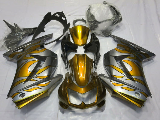 2008-2012 Silver Gold Flame Kawasaki Ninja 250 Fairing Kit