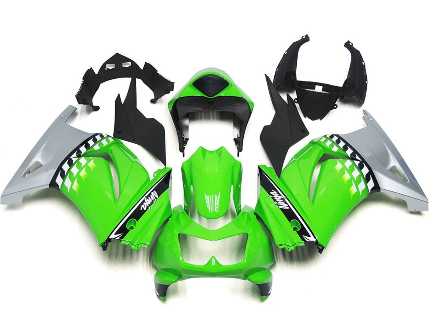 2008-2012 Green Silver Black Kawasaki Ninja 250 Fairing Kit