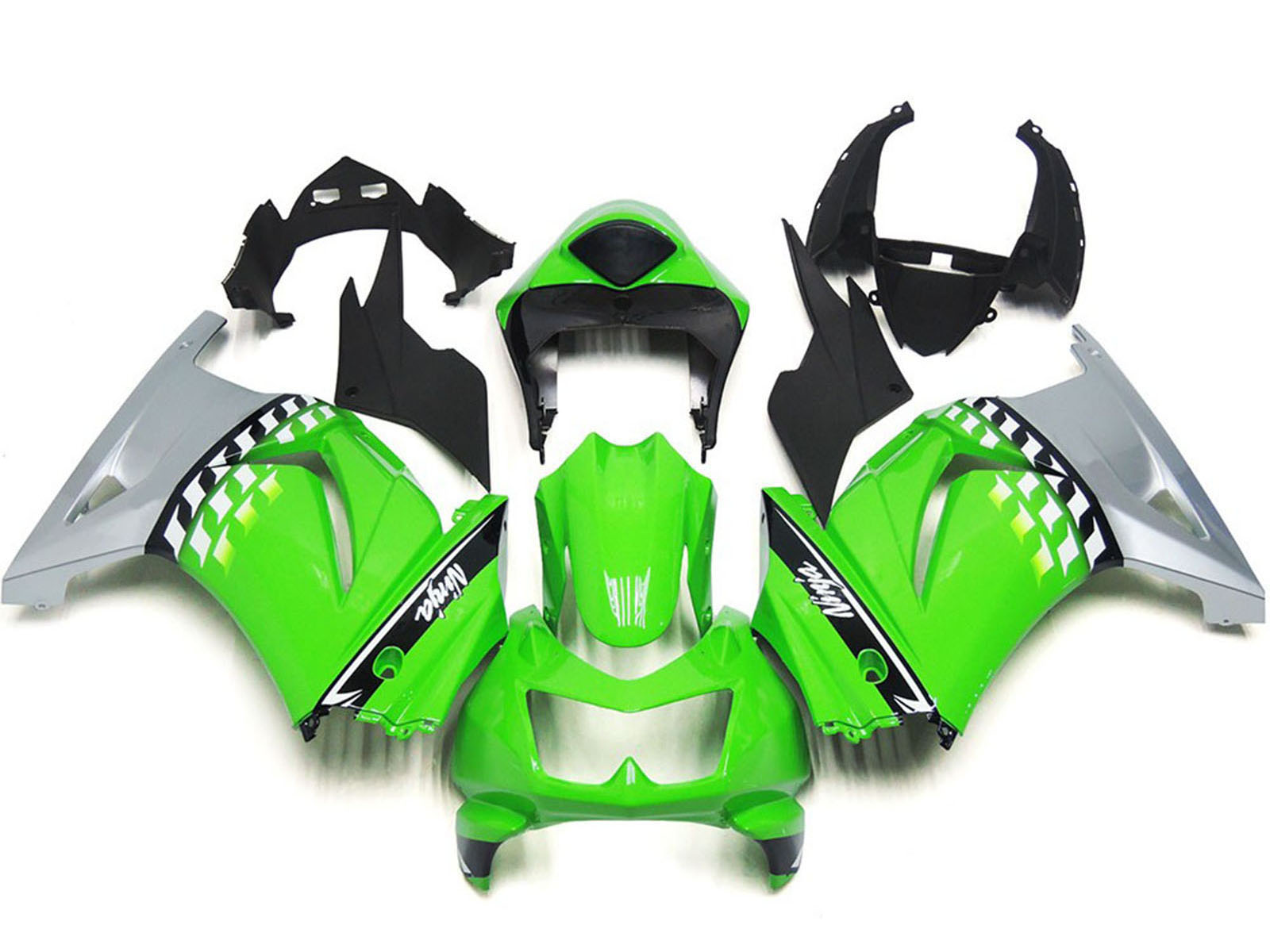 2008-2012 Green Silver Black Kawasaki Ninja 250 Fairing Kit