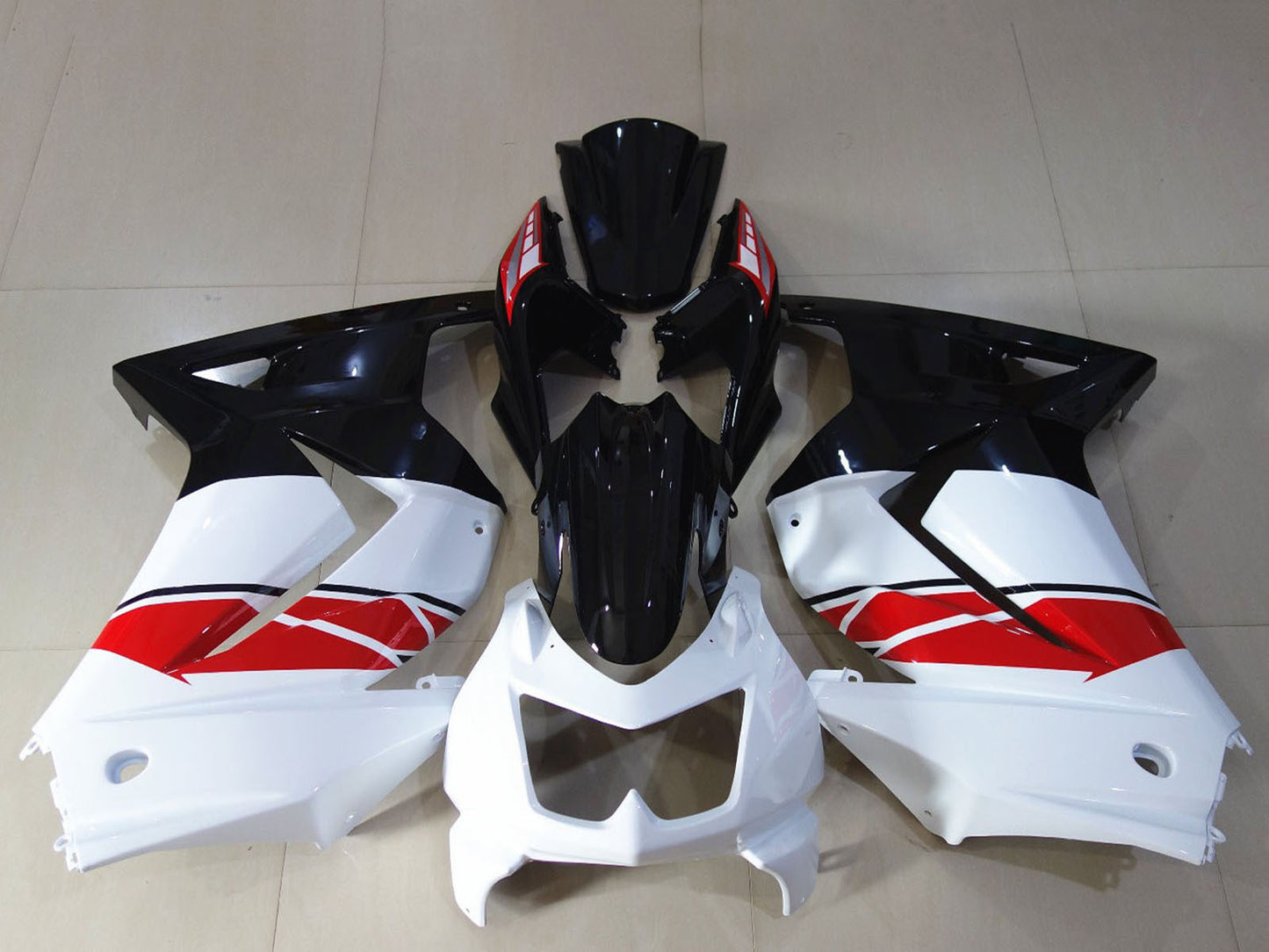 2008-2012 White Red Glossy Black Kawasaki Ninja 250 Fairing Kit