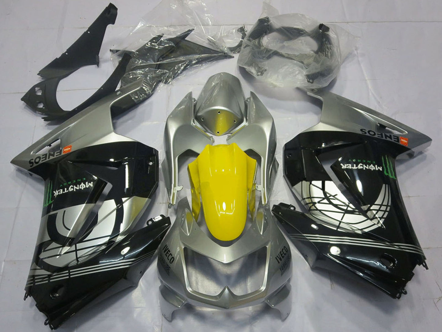 2008-2012 Silver Yellow Glossy Black Kawasaki Ninja 250 Fairing Kit