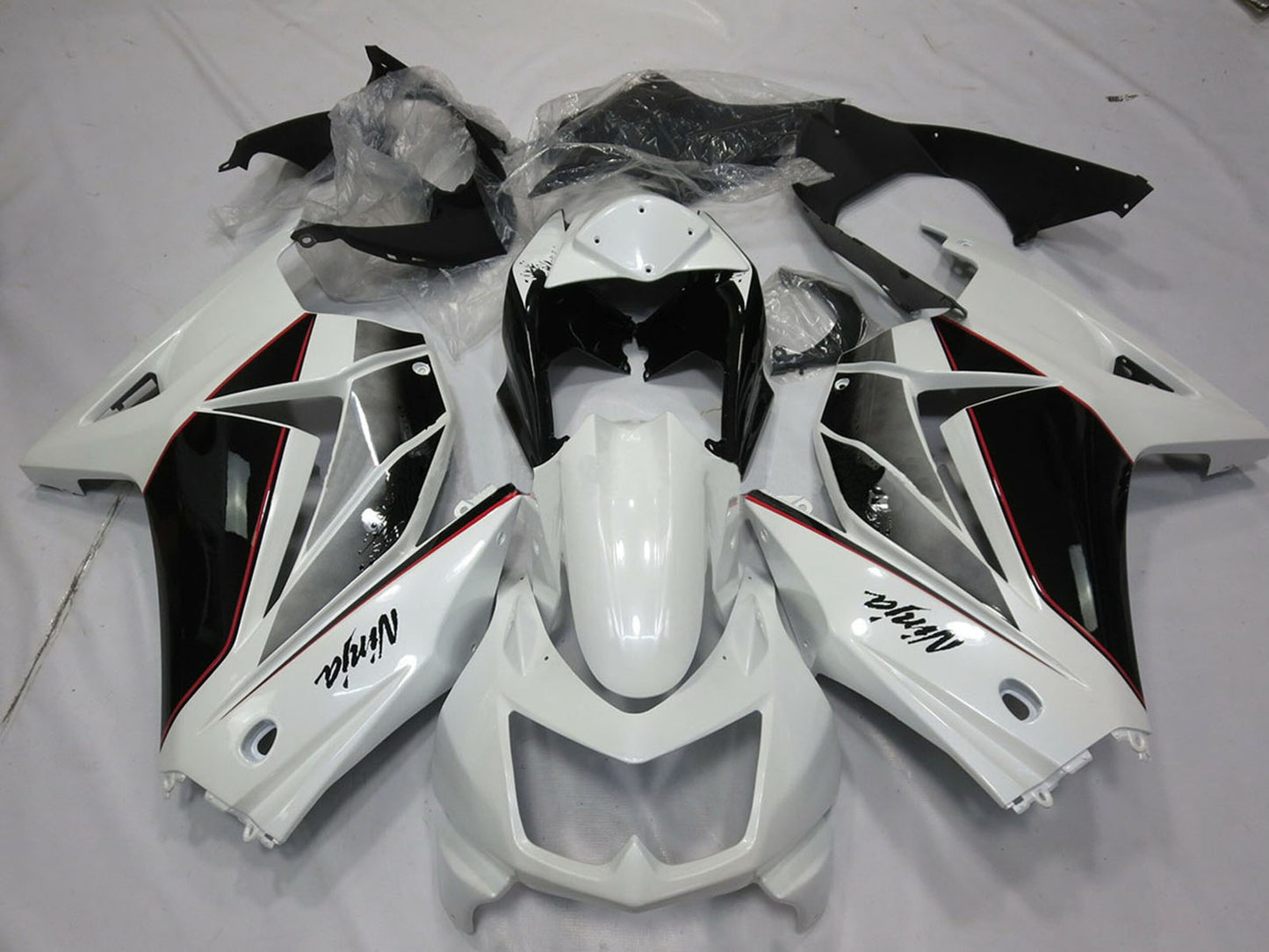 2008-2012 White Glossy Black Kawasaki Ninja 250 Fairing Kit