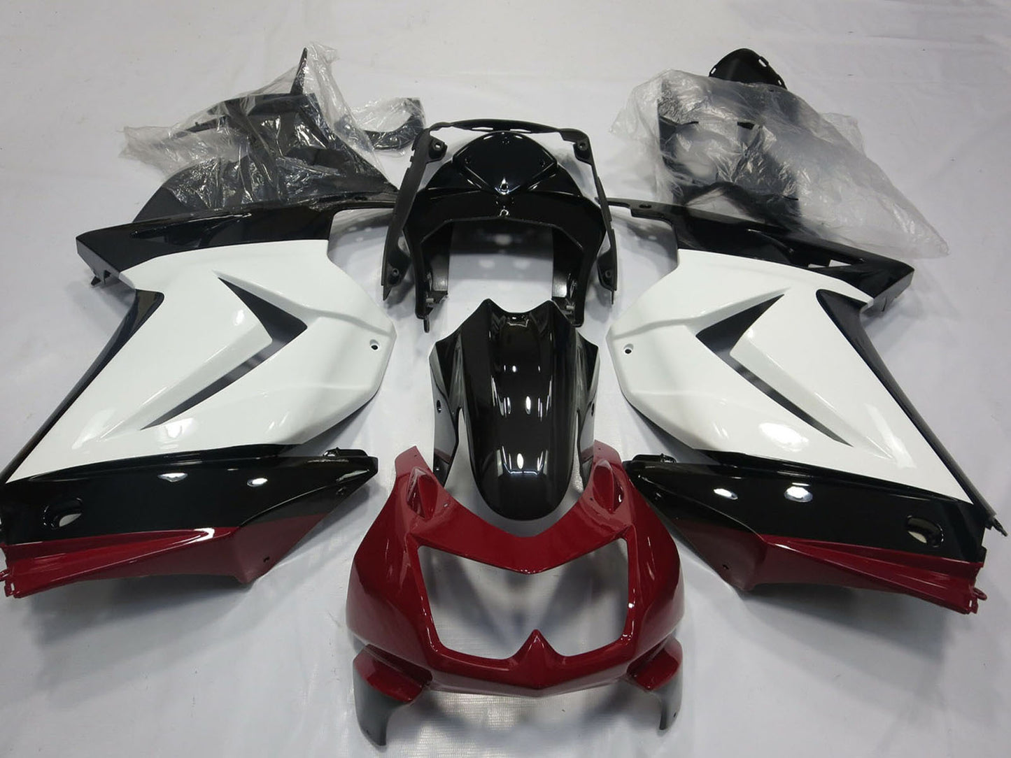2008-2012 White Red Glossy Black Kawasaki Ninja 250 Fairing Kit