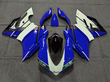 2015-2017 Ducati 959-Panigale / 1299-Panigale Blue White Glossy Black Unibat Flex Box Style Fairing Kit