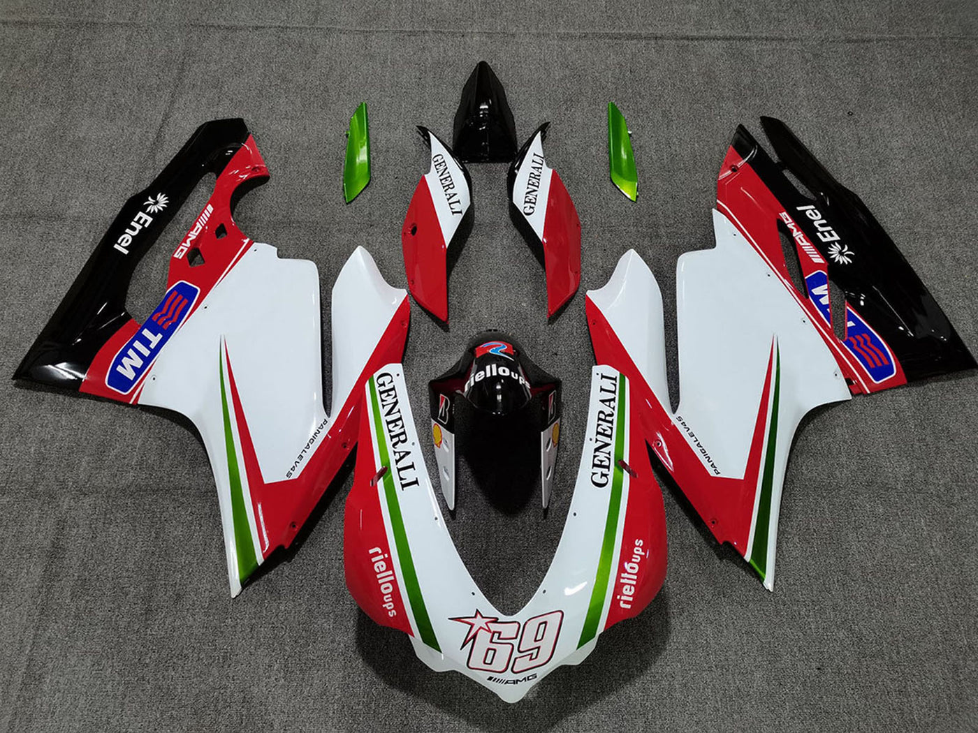 2015-2017 White Red Green Glossy Black Generali Tim 69 Ducati 959 1299 Fairing Kit