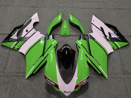 2015-2017 White Green Glossy Black Unibat Flex Box Oem Style Ducati 959 1299 Fairing Kit