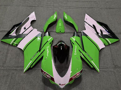 2015-2017 Ducati 959-Panigale / 1299-Panigale White Green Glossy Black Unibat Flex Box Style Fairing Kit