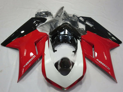 2007-2014 Ducati 1098 Red White Glossy Black Fairing Kit