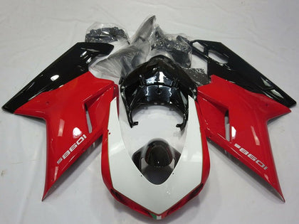 2007-2014 Ducati 1098 Red White Glossy Black Fairing Kit