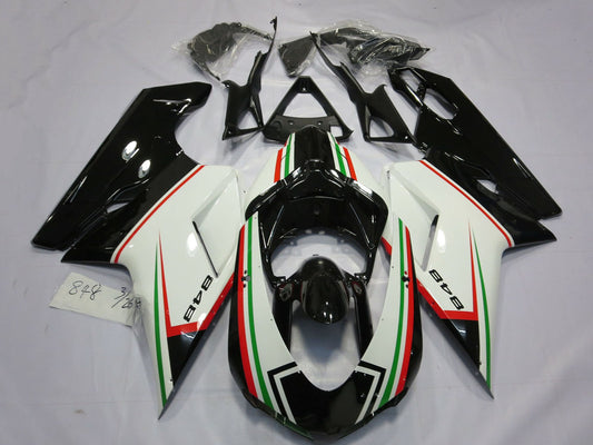 2007-2014 White Red Green Glossy Black Ducati 848 Fairing Kit