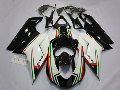 2007-2014 Ducati 848 White Red Green Glossy Black Fairing Kit