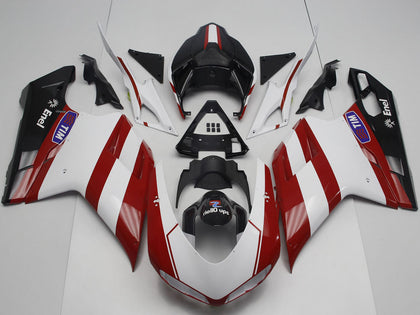 2007-2014 Ducati 1198 / 1098 / 848 White Red Glossy Black Fairing Kit