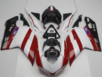 2007-2014 Ducati 1198 / 1098 / 848 White Red Glossy Black Fairing Kit