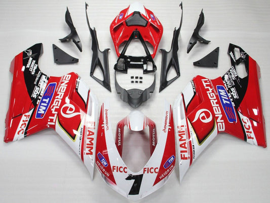 2007-2014 White Red Blue Glossy Black Ficc Fiamm 7 Ducati 848 1098 1198 Fairing Kit