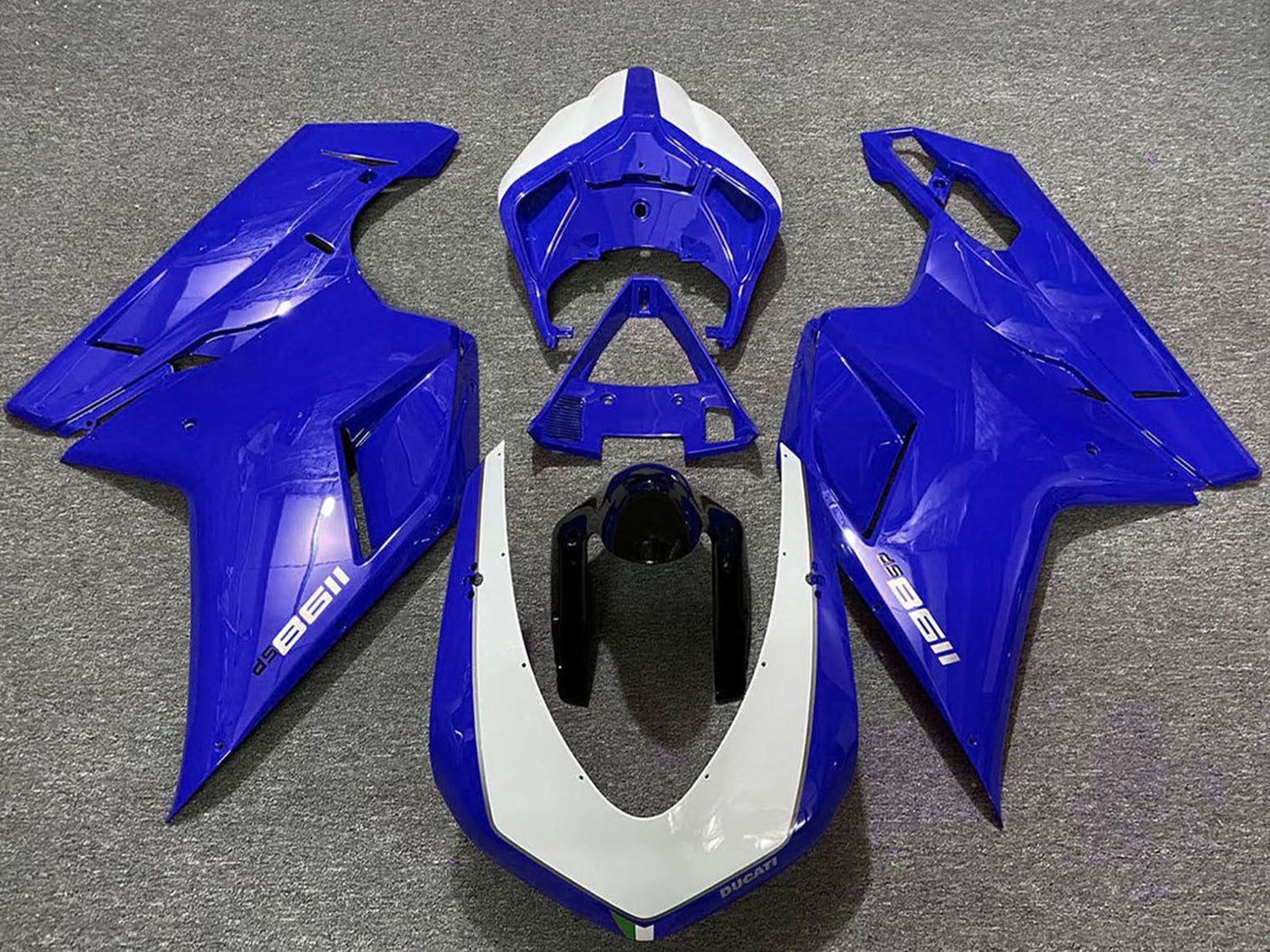 2007-2014 Glossy Blue White Ducati 1198 Fairing Kit