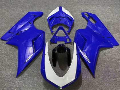2007-2014 Ducati 1198 Glossy Blue White Fairing Kit