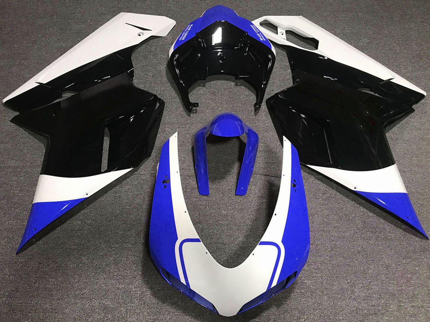 2007-2014 White Blue Glossy Black Ducati 848 1098 1198 Fairing Kit