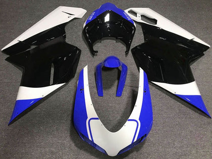 2007-2014 Ducati 1198 / 1098 / 848 White Blue Glossy Black Fairing Kit
