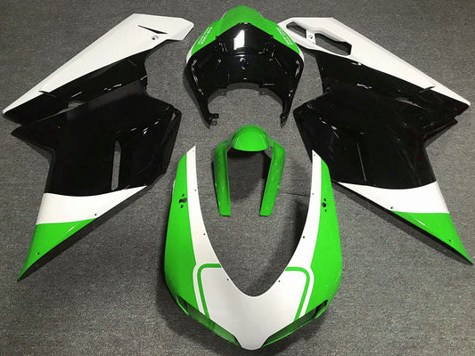2007-2014 White Green Glossy Black Ducati 848 1098 1198 Fairing Kit