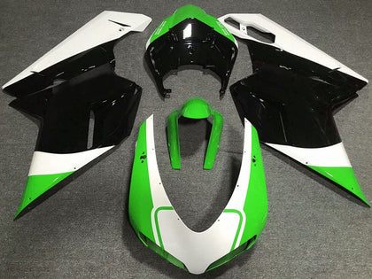2007-2014 Ducati 1198 / 1098 / 848 White Green Glossy Black Fairing Kit