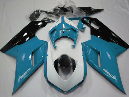 2007-2014 Ducati 1098 Blue White Glossy Black Fairing Kit