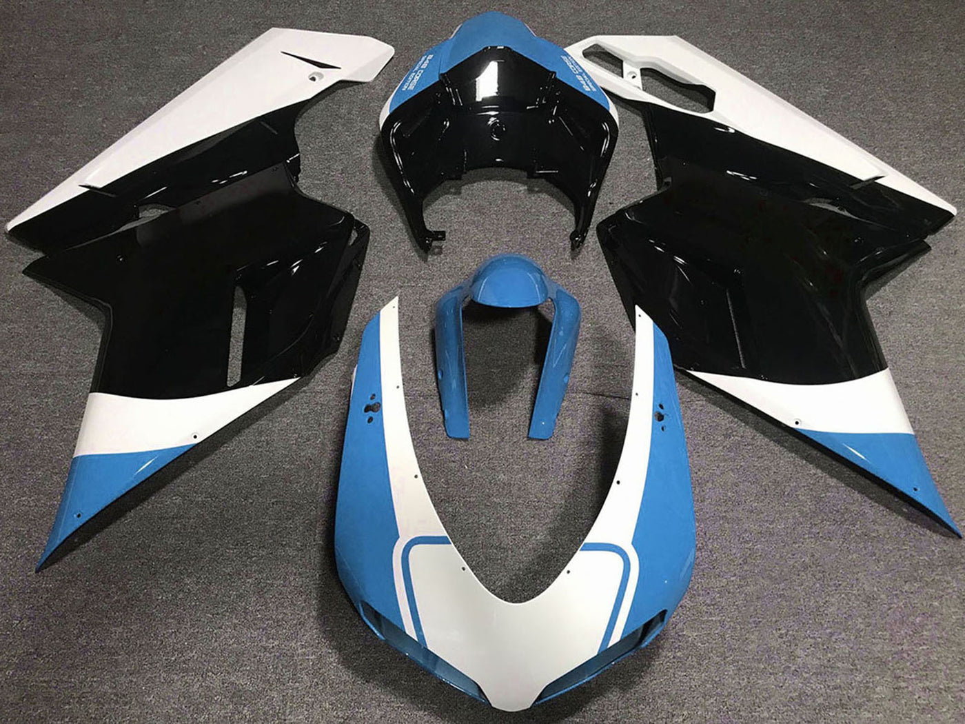 2007-2014 White Blue Glossy Black Ducati 848 1098 1198 Fairing Kit