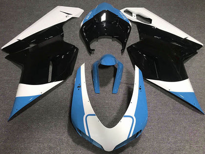 2007-2014 Ducati 1198 / 1098 / 848 White Blue Glossy Black Fairing Kit