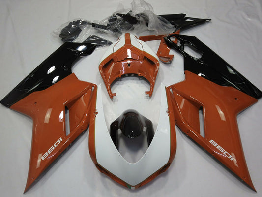 2007-2014 Brown White Glossy Black Ducati 1098 Fairing Kit