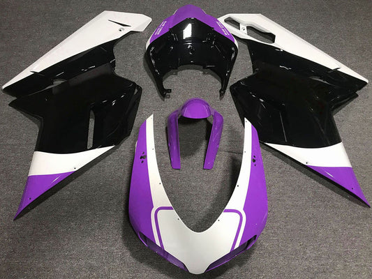 2007-2014 White Purple Glossy Black Ducati 848 1098 1198 Fairing Kit