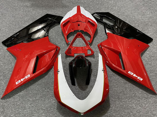 2007-2014 White Red Glossy Black Ducati 848 Fairing Kit
