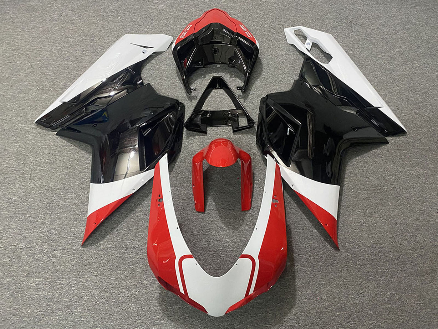 2007-2014 White Red Glossy Black Ducati 848 1098 1198 Fairing Kit