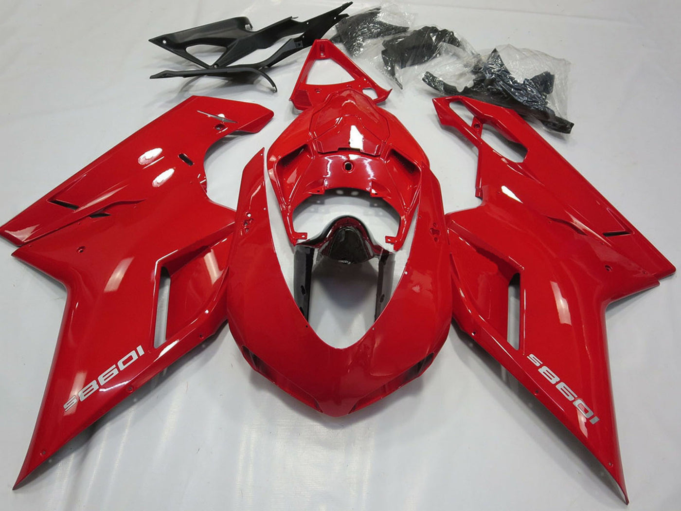 2007-2014 Glossy Red Glossy Black Ducati 1098 Fairing Kit