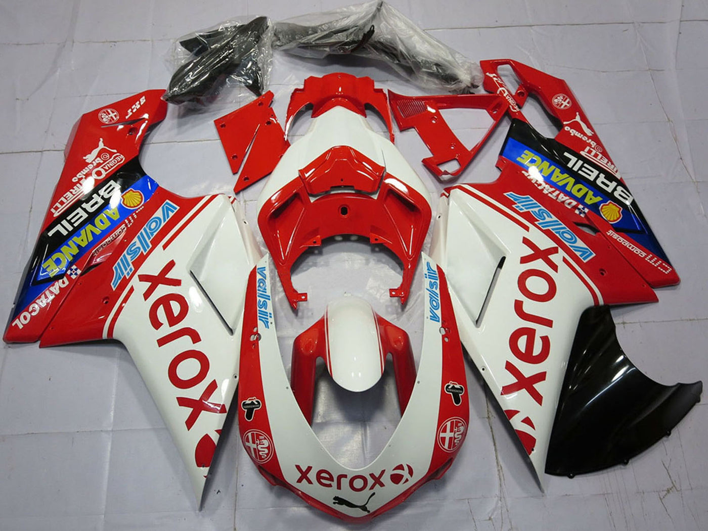 2007-2014 White Red Blue Glossy Black Valsir Xerox Ducati 848 1098 1198 Fairing Kit