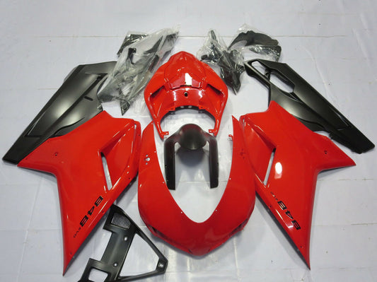 2007-2014 Red Matte Black Ducati 848 Fairing Kit