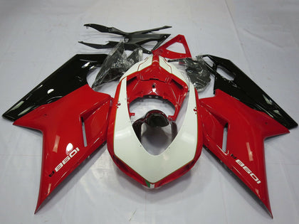 2007-2014 Ducati 1098 Glossy Red White Glossy Black Fairing Kit