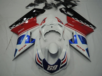 2007-2014 Ducati 848 White Red Blue Glossy Black Corse 69 Fairing Kit