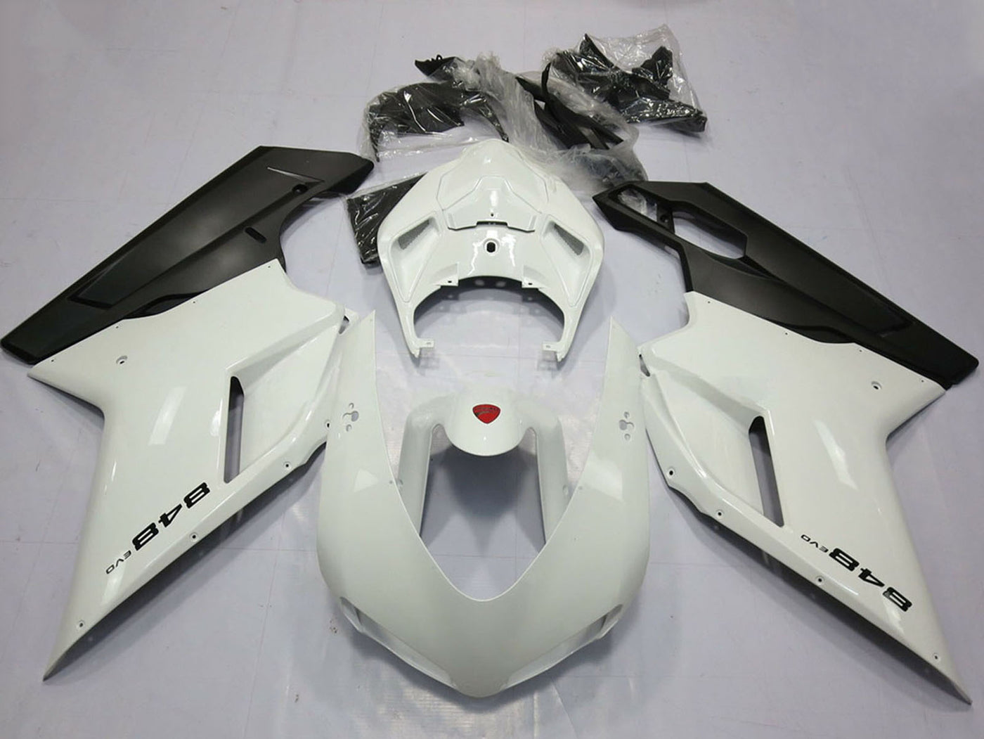 2007-2014 Pearl White Matte Black Ducati 848 Fairing Kit