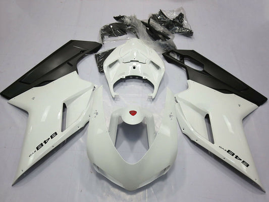 2007-2014 Pearl White Matte Black Ducati 848 Fairing Kit