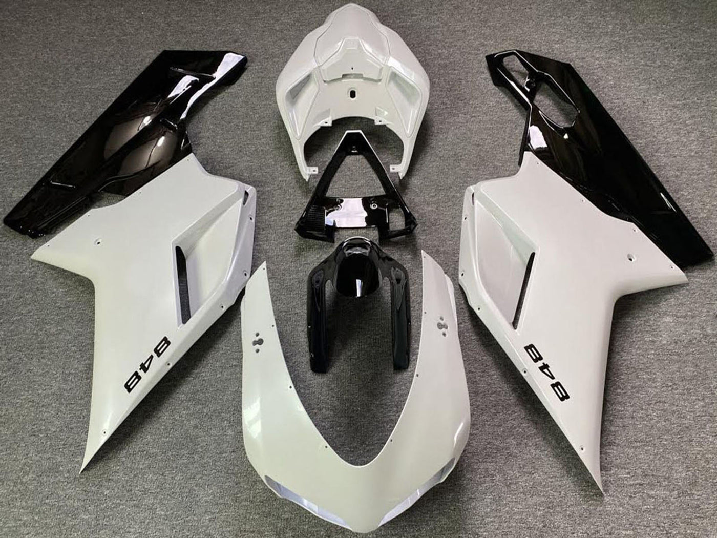 2007-2014 Pearl White Glossy Black Ducati 848 Fairing Kit