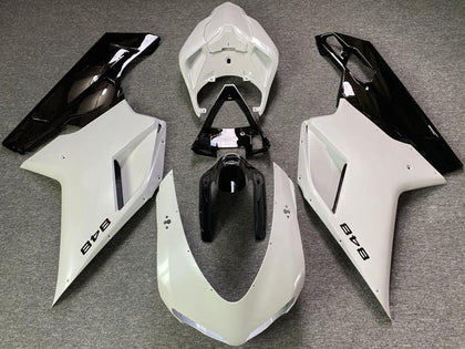 2007-2014 Ducati 848 Pearl White Glossy Black Fairing Kit