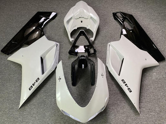 2007-2014 Pearl White Glossy Black Ducati 848 Fairing Kit