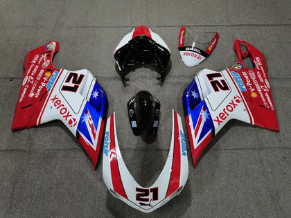 2007-2014 Ducati 1198 / 1098 / 848 White Red Blue Glossy Black Xerox Valsir 21 Fairing Kit
