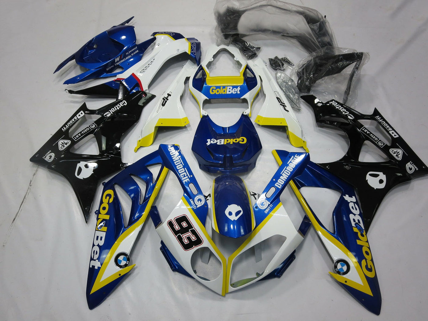 2009-2014 White Yellow Blue Glossy Black Goldbet 93 BMW S1000RR Fairing Kit