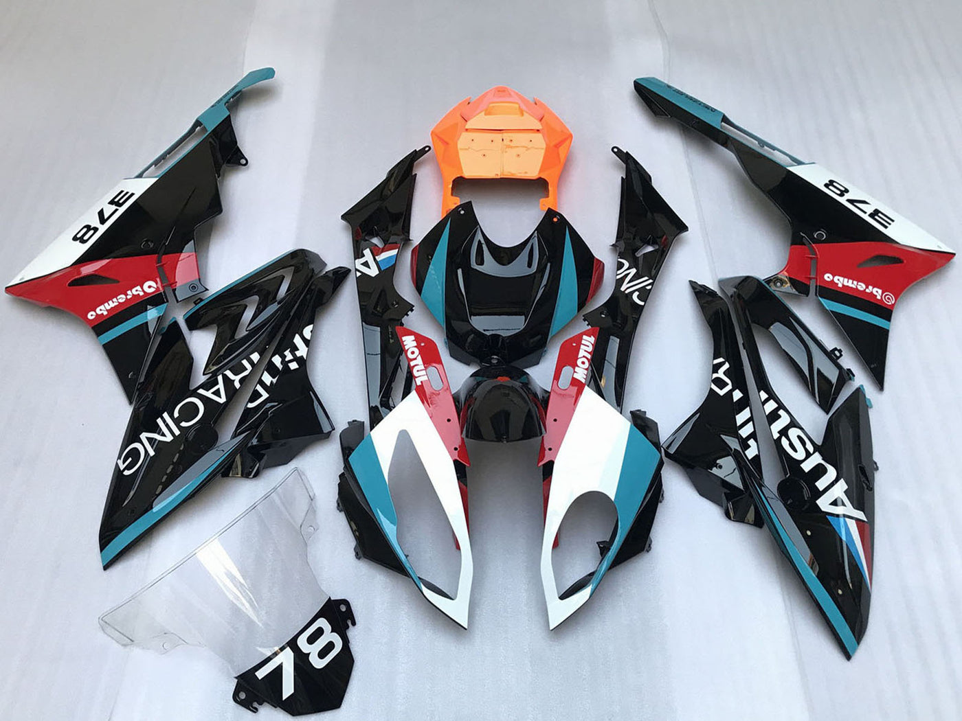 2009-2014 White Blue Red Orange Motul Austin Racing BMW S1000RR Fairing Kit
